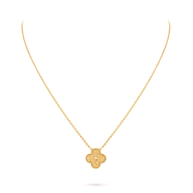 New Vintage Alhambra Diamond sweet Pendant Necklace in 18k Gold