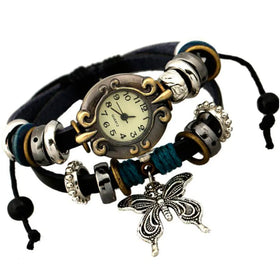 Handmade Butterfly Beads Vintage Bracelet Quartz Watch For Women