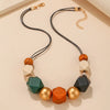 Vintage Handmade Geometric Multi Color Wooded Beads Necklaces Pendants for Women