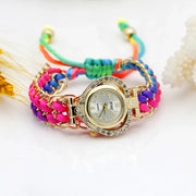 Ladies Hand-knitted Wristwatch Color Sparkling Rhinestone