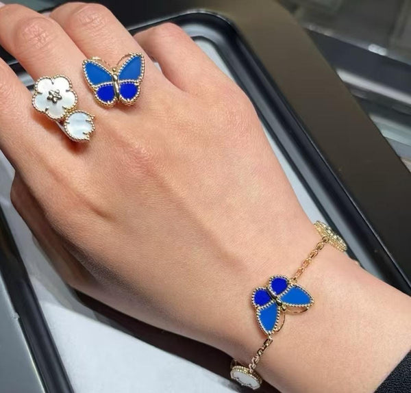 18k Gold Lucky Spring 5-Motif Charm Bracelet – MOP & Lapis Lazuli Butterfly