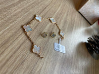 18k Gold Vca Alhambra Bracelet Mother Of pearl 5 motifs Van cleef &arpels (100% Real Pictures)