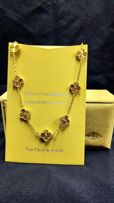 18k Gold vca Necklace vintage 10 Motifs alhambra including full set packaging( real pictures)