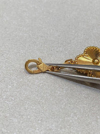 18k Gold VCA Vintage Alhambra 5-Motif Guilloché & Diamond Bracelet – Gold Vermeil Finish