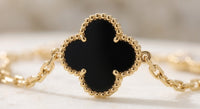 18k Gold 5 Motif Clover Bracelet in Deep Black Onyx & Gold vermeil with original packaging