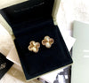Van cleef and arpels 18k Gold Earrings Guilloché alhambra 1 motif clover