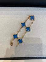 18k gold alhambra 5 motifs clover blue agatev vca ( real pictures )