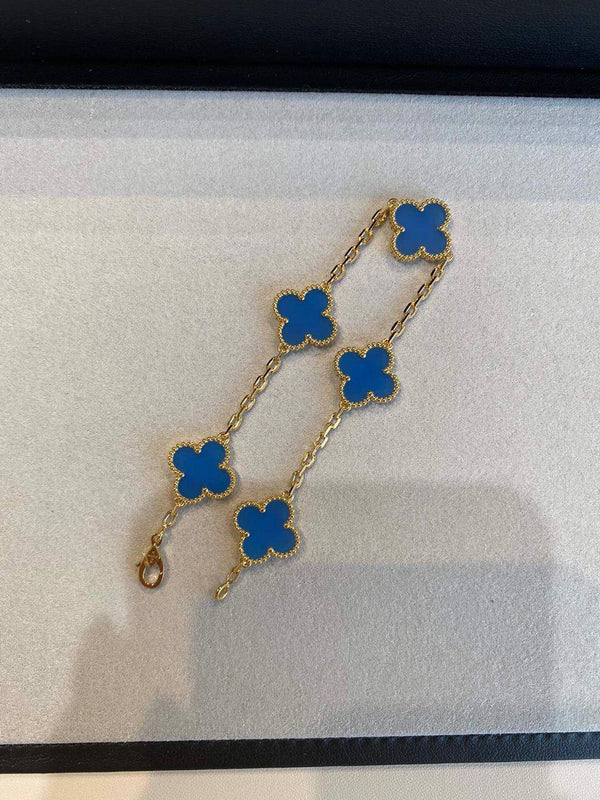 18k gold alhambra 5 motifs clover blue agatev vca