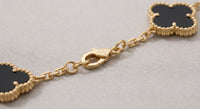 18k Gold 5 Motif Clover Bracelet in Deep Black Onyx & Gold vermeil with original packaging