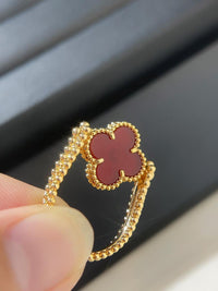 18k Gold Vca Ring Vintage Alhambra reversible ring red carnelier ( real pictures )