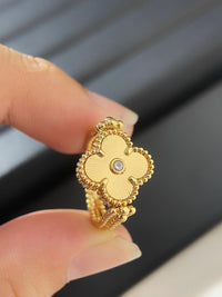 18k Gold Vca Ring Vintage Alhambra reversible ring red carnelier ( real pictures )
