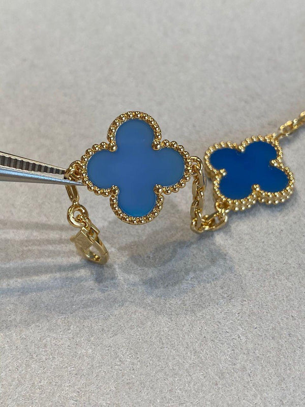 18k gold alhambra 5 motifs clover blue agatev vca