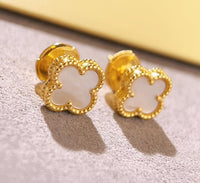 Van cleef and arpels 18k Gold Earrings Mother Of Peal alhambra 1 motif clover ( 100% Real Pictures)