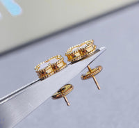 Van cleef and arpels 18k Gold Earrings Mother Of Peal alhambra 1 motif clover ( 100% Real Pictures)
