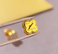 Van cleef and arpels 18k Gold Earrings Mother Of Peal alhambra 1 motif clover ( 100% Real Pictures)