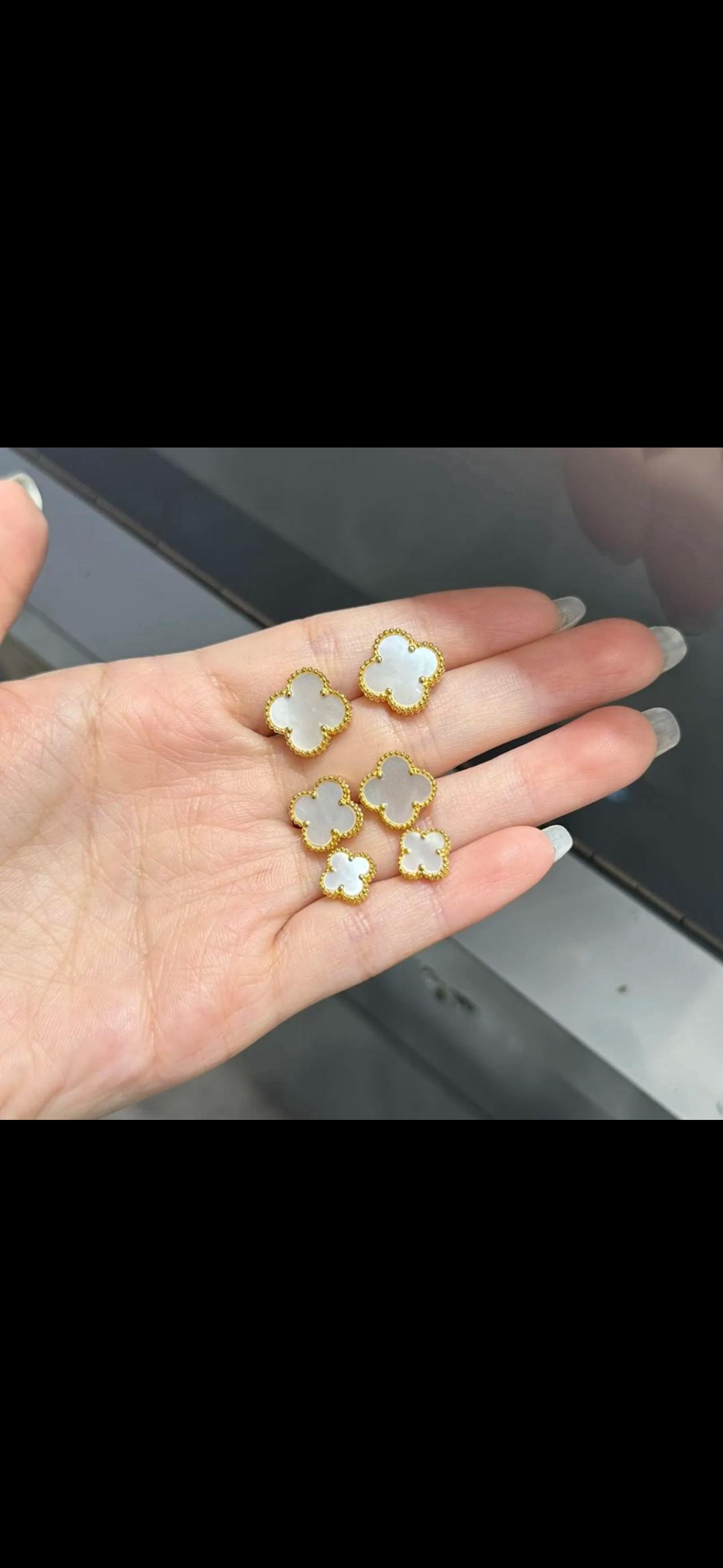 Vca mother of pearl gold 18k solid vermeil earrings