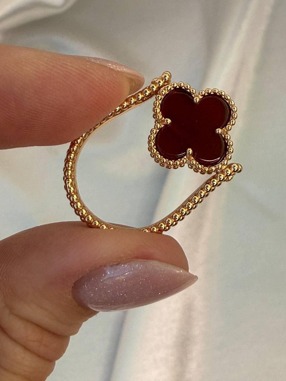 Vca red carnelier 18k solid gold vermeil 1 clover