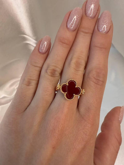 Vca red carnelier 18k solid gold vermeil 1 clover