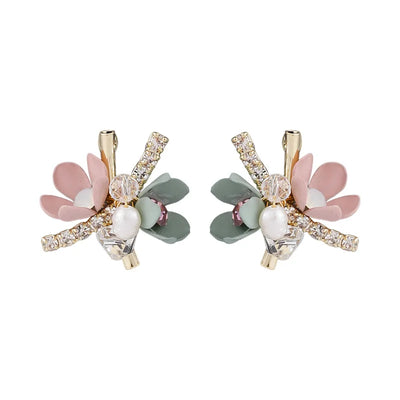 Korean Style Trendy Handmade Colorful Sweet Flowers Stud Earrings For Women