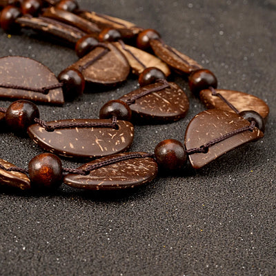 Bohemia Statement Necklace Women Multi Layer Bib Beads Wood Pendant Long Necklace