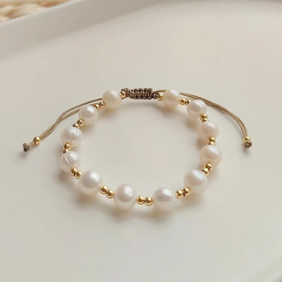 Handmade Braided Natural Pearl Bracelet Smile Face Star Jewelry for Women