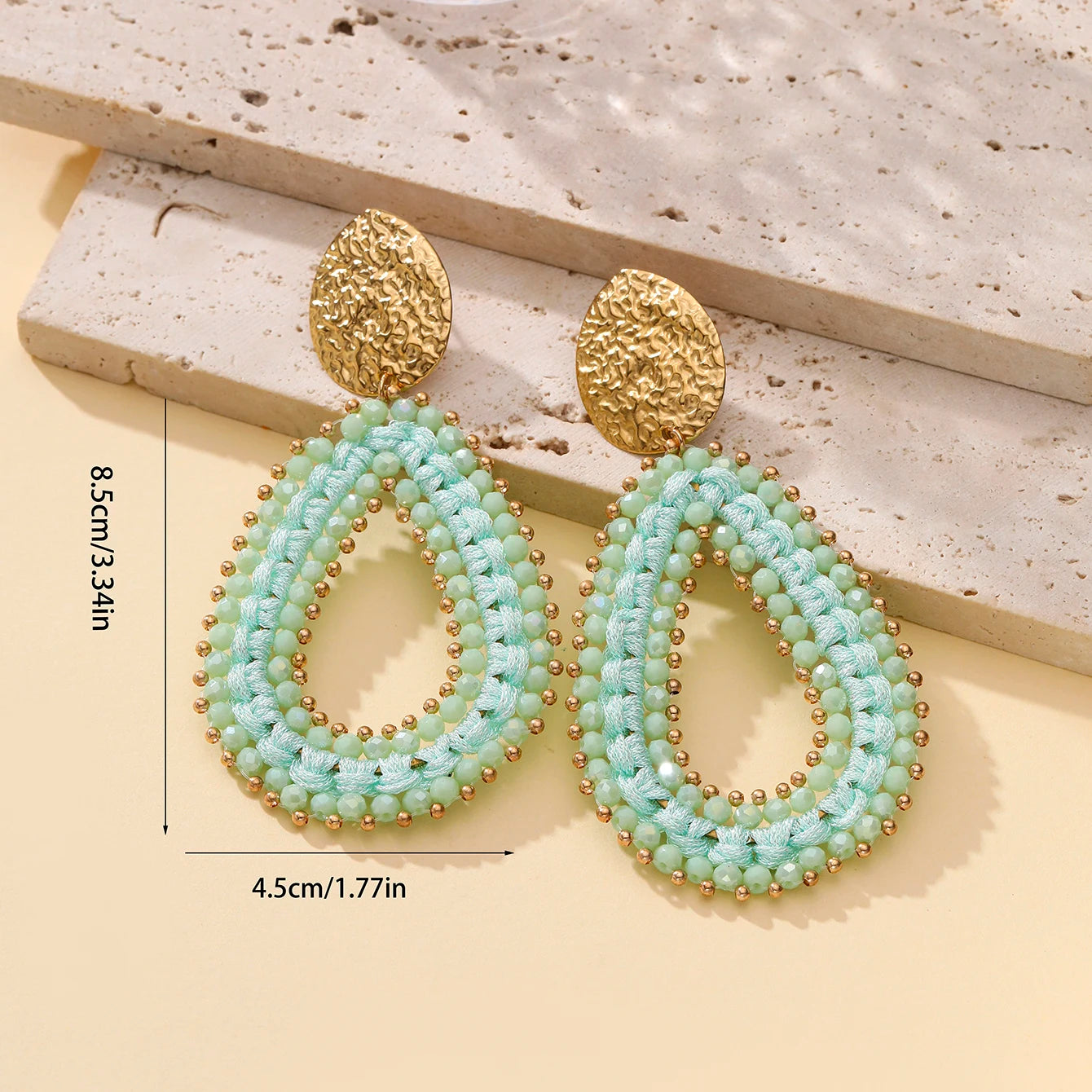 Colorful Beads Handmade Big Water Drop Shape Drop Earrings For Women