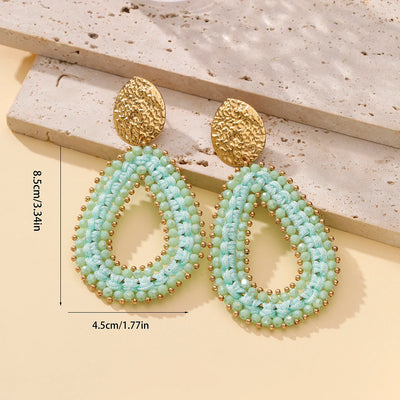 Colorful Beads Handmade Big Water Drop Shape Drop Earrings For Women