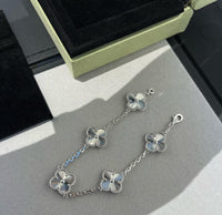 18k White Gold Vca Alhambra Bracelet White Gold Guilloché  5 motifs Van cleef & arpels (100% Real Pictures)