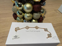 18k Gold Vca Alhambra Bracelet Mother Of pearl 5 motifs Van cleef &arpels (100% Real Pictures)
