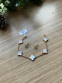 18k Gold Vca Alhambra Bracelet Mother Of pearl 5 motifs Van cleef &arpels (100% Real Pictures)