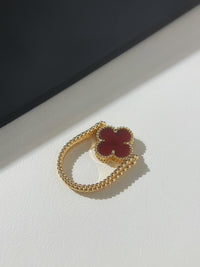 18k Gold Vca Ring Vintage Alhambra reversible ring red carnelier ( real pictures )