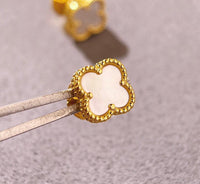 Van cleef and arpels 18k Gold Earrings Mother Of Peal alhambra 1 motif clover ( 100% Real Pictures)