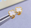 Van cleef and arpels 18k Gold Earrings Mother Of Peal alhambra 1 motif clover ( 100% Real Pictures)