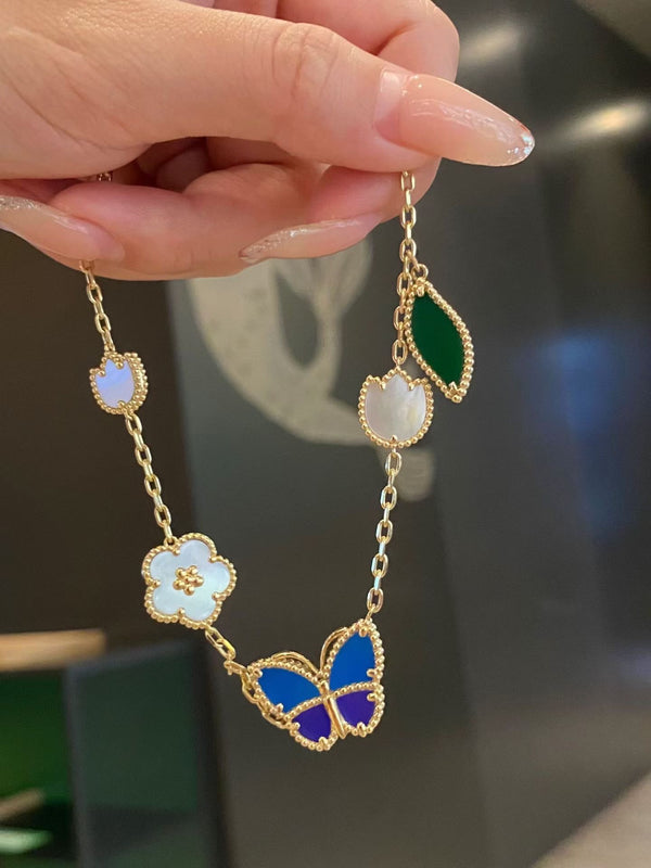 18k Gold Lucky Spring 5-Motif Charm Bracelet – MOP & Lapis Lazuli Butterfly