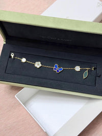 18k Gold Lucky Spring 5-Motif Charm Bracelet – MOP & Lapis Lazuli Butterfly
