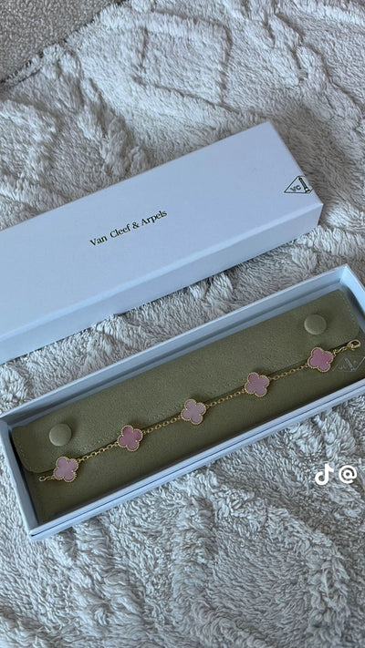 18k Gold Van cleef Bracelets alhambra mother of pearl, gold with diamonds onyx, guilloche, and carnelier With Special BoxPackaging