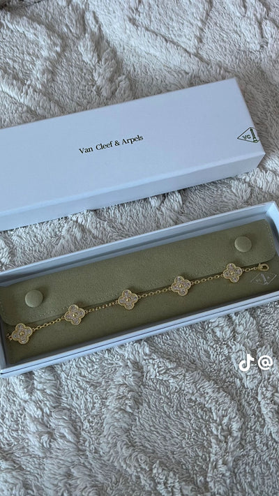 18k Gold Van cleef Bracelets alhambra mother of pearl, gold with diamonds onyx, guilloche, and carnelier With Special BoxPackaging