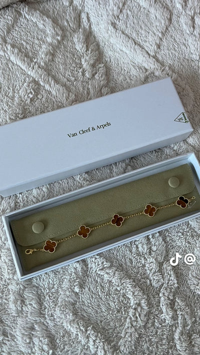 18k Gold Van cleef Bracelets alhambra mother of pearl, gold with diamonds onyx, guilloche, and carnelier With Special BoxPackaging