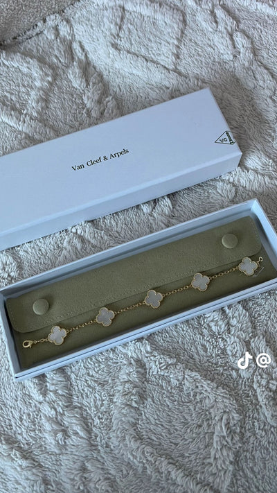 18k Gold Van cleef Bracelets alhambra mother of pearl, gold with diamonds onyx, guilloche, and carnelier With Special BoxPackaging
