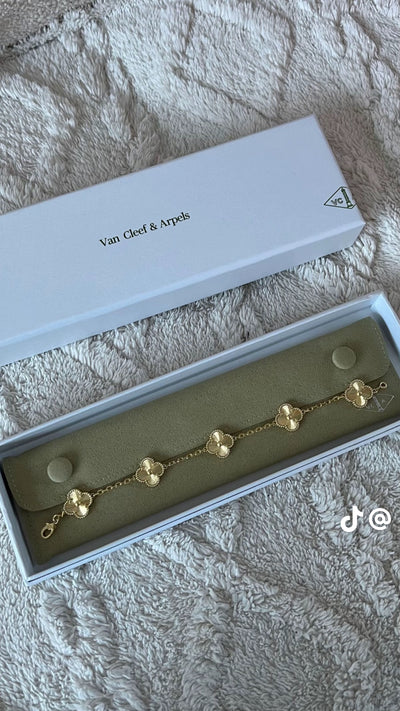 18k Gold Van cleef Bracelets alhambra mother of pearl, gold with diamonds onyx, guilloche, and carnelier With Special BoxPackaging